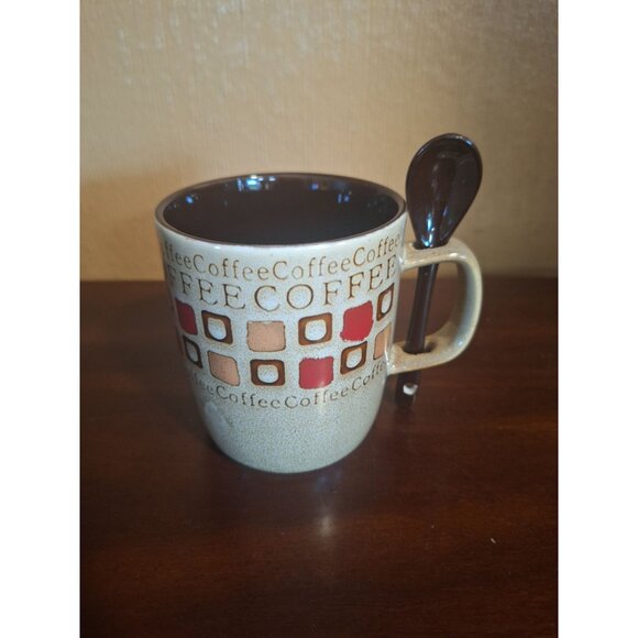 4 Piece Set Mr Coffee Café Americano Stoneware Mug & Spoon Set - Picture 4 of 9